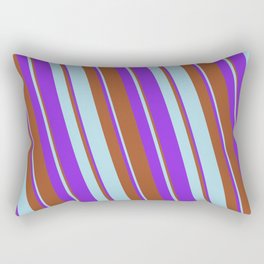 [ Thumbnail: Sienna, Light Blue & Purple Colored Lines/Stripes Pattern Rectangular Pillow ]