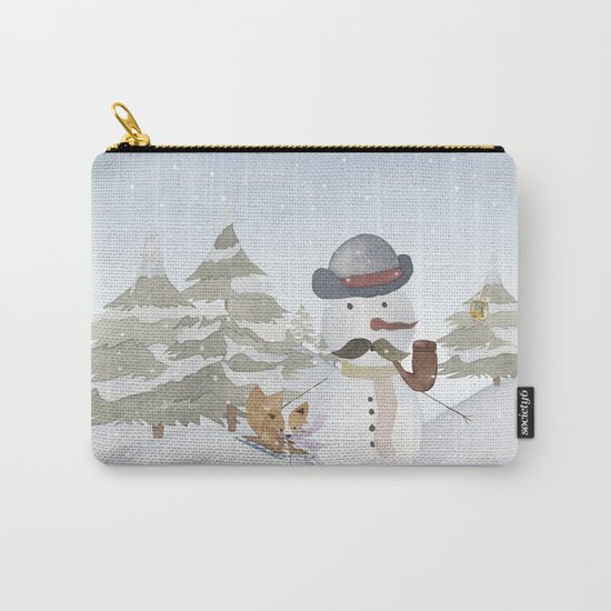 Winter Wonderland- Funny Snowman and friends - Watercolor illustration III Carry-All Pouch