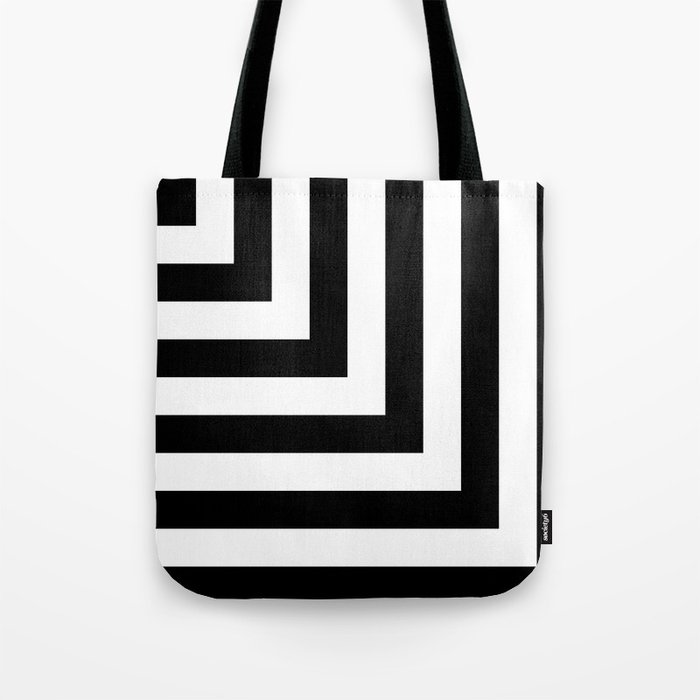 Black and White Angle Striped Pattern Tote Bag