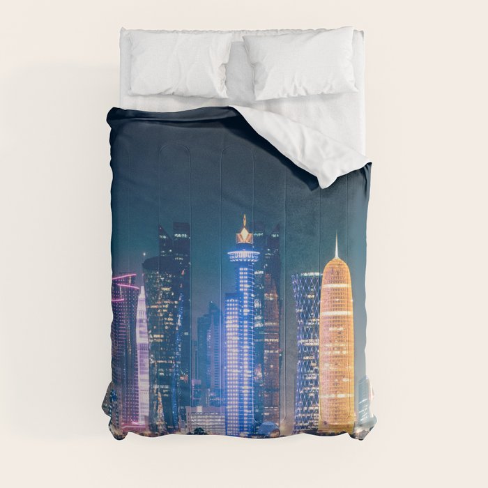 doha skyline in qatar Comforter by franckreporter Society6