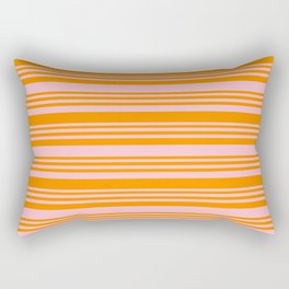 [ Thumbnail: Pink & Dark Orange Colored Lined Pattern Rectangular Pillow ]