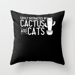 Catcus Cactus Cat Succulent Plant Kitten Flower Throw Pillow