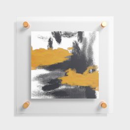 Odessa 2 - Minimal Abstract Painting in Yellow, Black and White Floating Acrylic Print