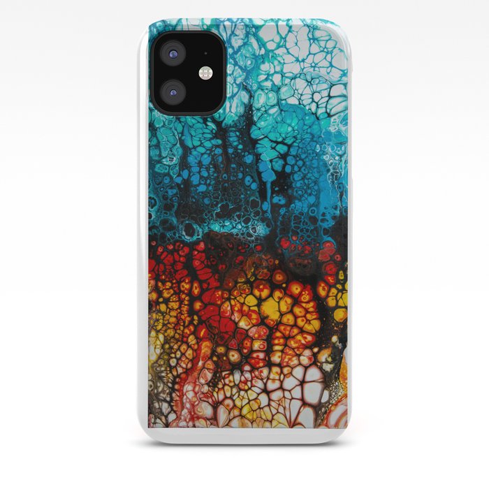 Fire Ice Acrylic Pour Painting Iphone Case By Spydphotography