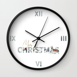 Merry Christmas Animals in the Snow Wall Clock