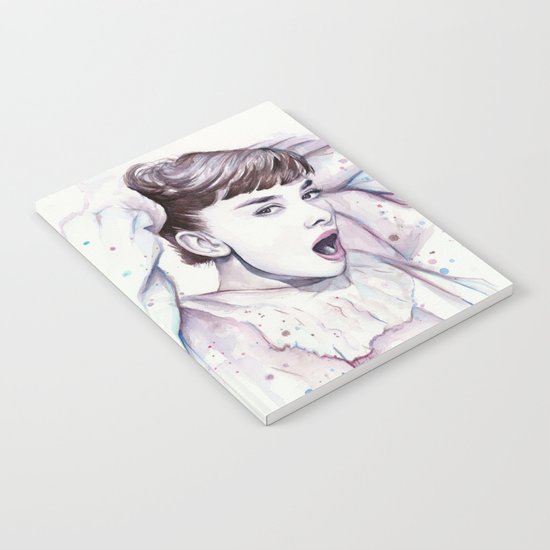 Audrey Hepburn Watercolor Actress Breakfast at Tiffanys Notebook