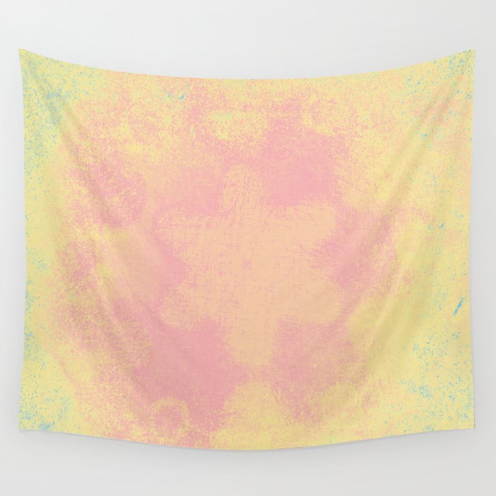 Abstract Flowers In Pastel Pink And Yellow Wall Tapestry By