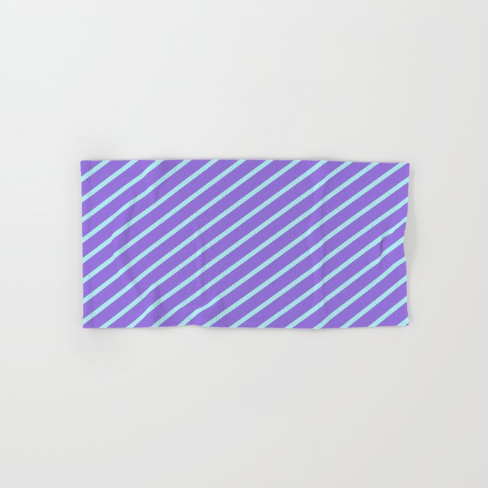 Turquoise and Purple Colored Stripes Pattern Hand & Bath Towel