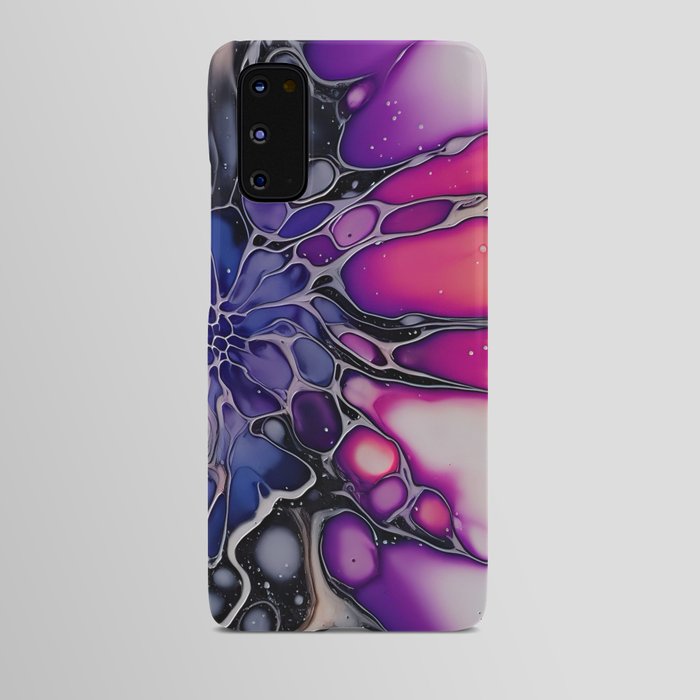Abstract purple blue flower poured paint  Android Case