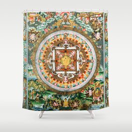 Buddhist Mandala 48 White Tara Shower Curtain