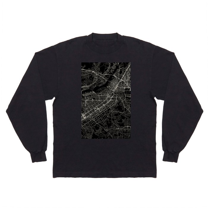 Riverside - Black and White City Map USA Long Sleeve T Shirt
