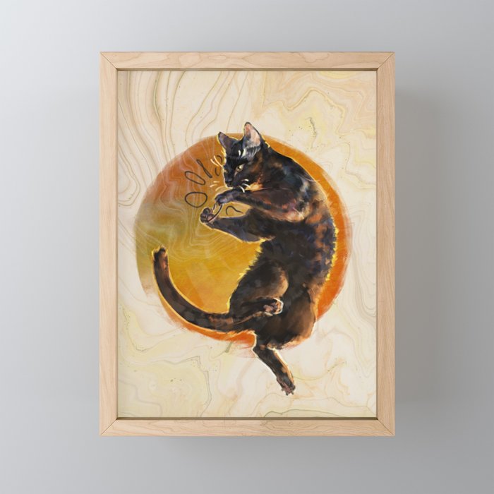 Arlo's black cat - alt version Framed Mini Art Print