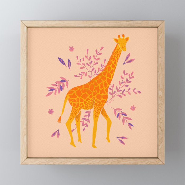 Giraffe - Peach Palette Framed Mini Art Print