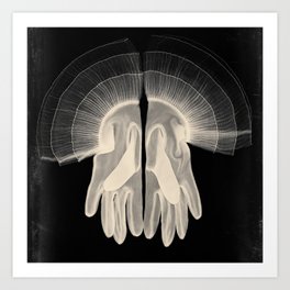 X-Ray of Vintage Gloves (square) Art Print