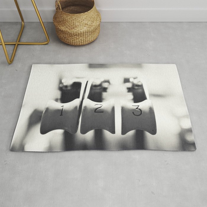Thrust Levers in Black and White Rug