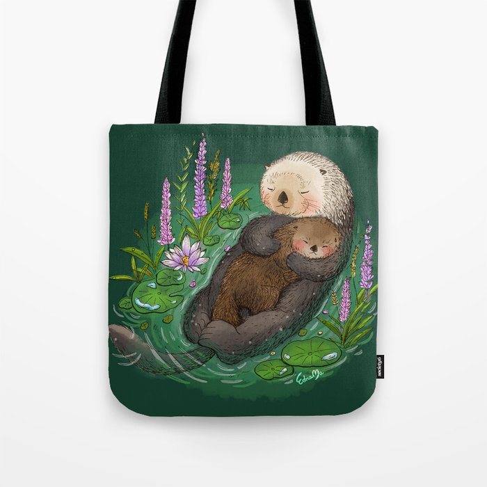Sea Otter Mother & Baby Tote Bag