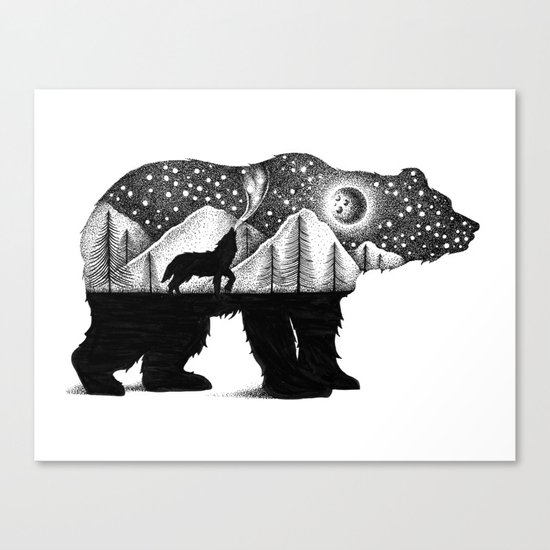 THE BEAR AND THE WOLF Canvas Print