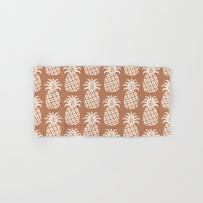 Mid Century Modern Pineapple Pattern Beige Brown Hand & Bath Towel