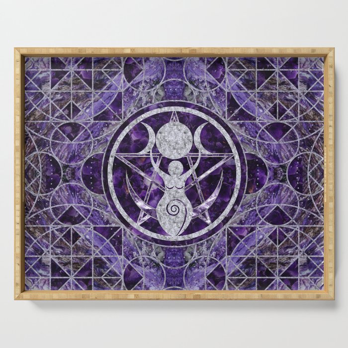 Triple Moon - Goddess -Amethyst and Silver Serving Tray