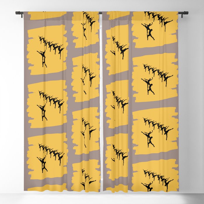 Swan Lake in black on orange brush stroke Blackout Curtain