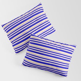 [ Thumbnail: Blue & Bisque Colored Stripes/Lines Pattern Pillow Sham ]