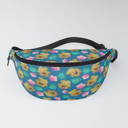 Turquoise yellow pink multi floral pattern Fanny Pack