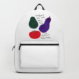 Avocado Tomato Eggplant Vegetables Illustration Life Typography Positive Happy Quotes Backpack