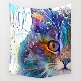 Painted Winter Cat Wall Tapestry