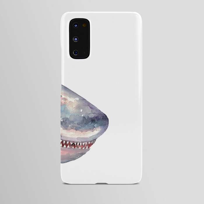 Funny Shark peeking watercolor Android Case