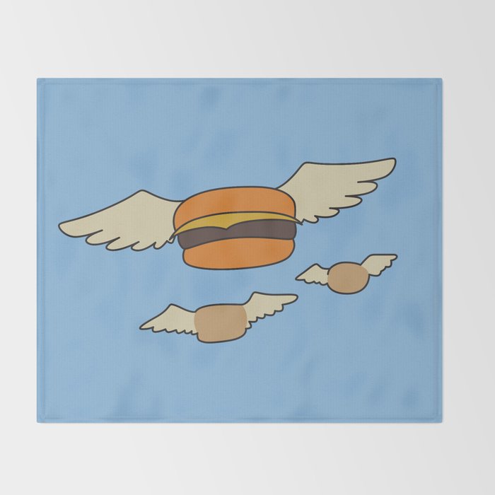 bob s burgers flying hamburger picture throw blanket by fanatoonic