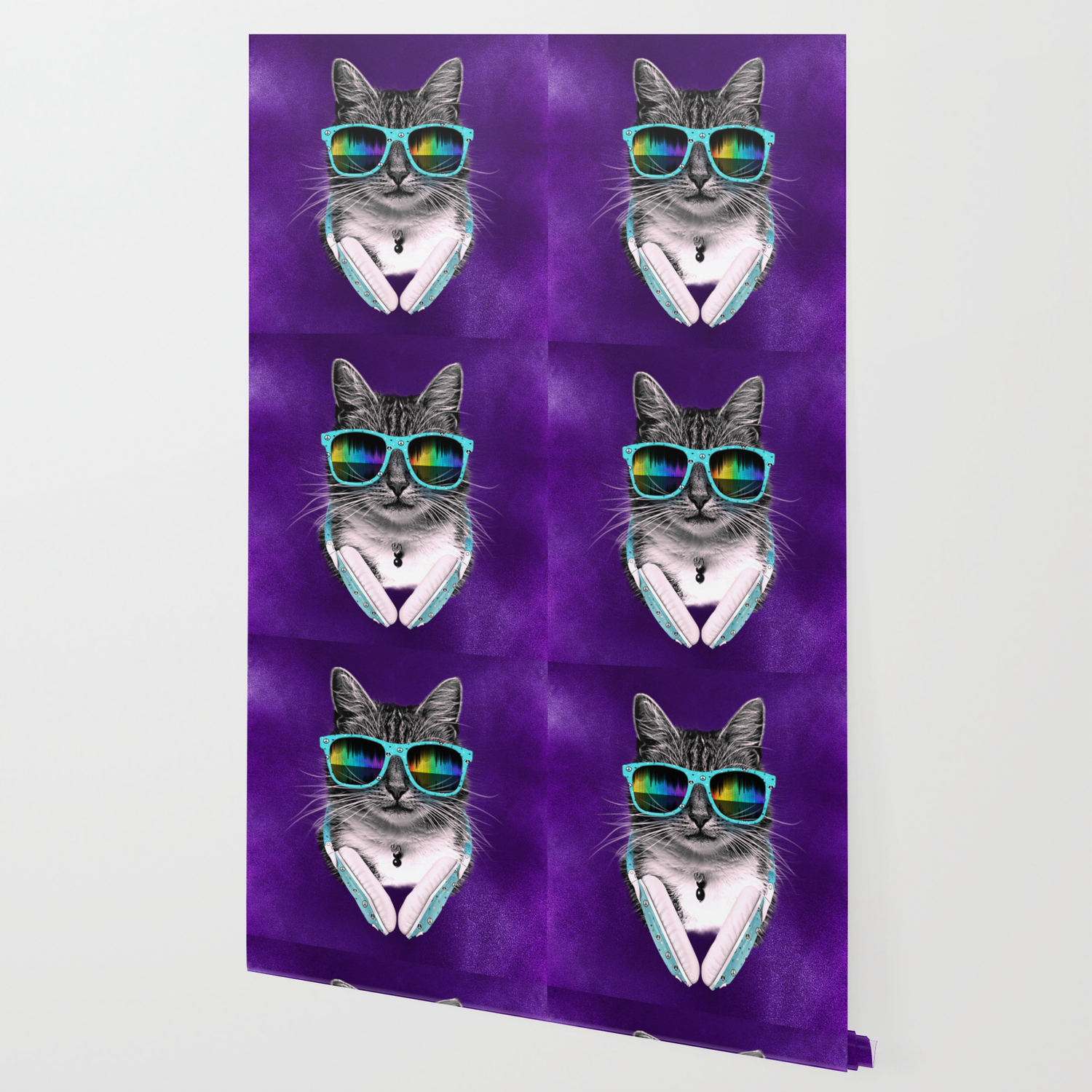 Cool Cat With Glasses Headphones Wallpaper By Jcdesigning Society6