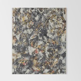 Jackson Pollock Composition with Red Strokes Throw Blanket