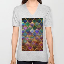 Moroccan tile pattern V Neck T Shirt