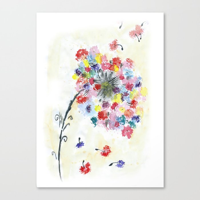 Dandelion Watercolor Illustration Rainbow Colors Summer Free