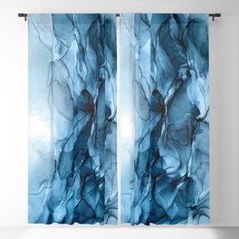 Deep Blue Flowing Water Abstract Painting Blackout Curtain