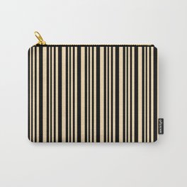 [ Thumbnail: Black & Beige Colored Pattern of Stripes Carry-All Pouch ]