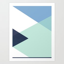 Geometrics - seafoam & blue concrete Art Print