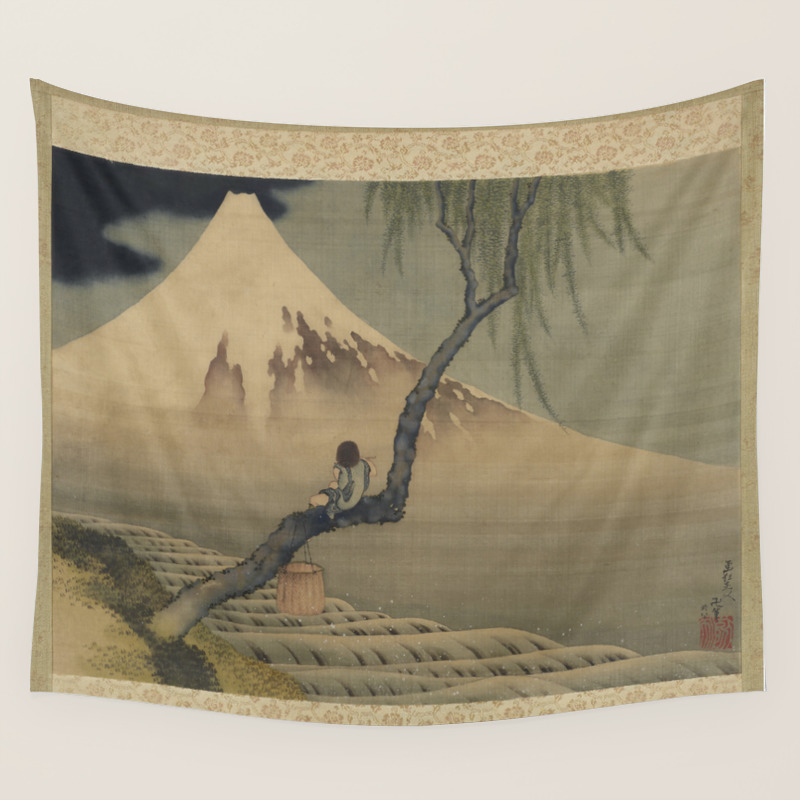 Boy Viewing Mount Fuji By Katsushika Hokusai Wall Tapestry By Constantchaos Society6