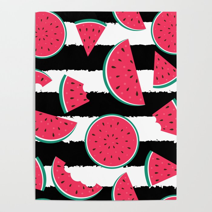Red Watermelon Pattern Poster