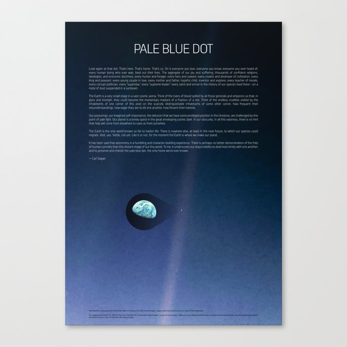 Pale Blue Dot — Voyager 1 (2020 revision), quote Canvas Print