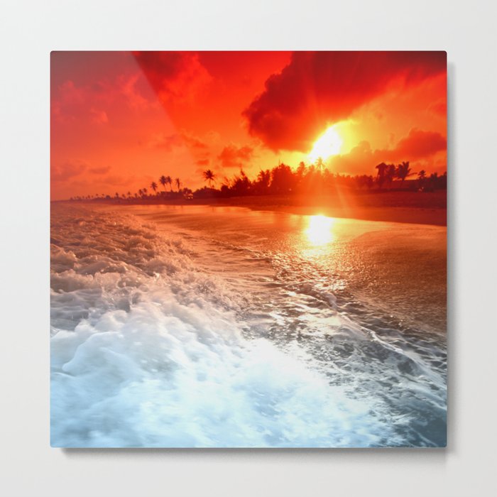 Ocean Waves Sunrise Metal Print