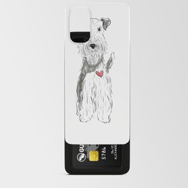 Airedale terrier dog black and white sketch heart  Android Card Case