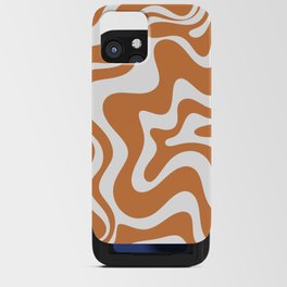 Liquid Swirl Retro Modern Abstract Pattern in Orange Ochre and White iPhone Card Case