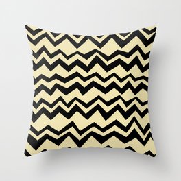 Pop Art Creamy black graphic geometric horizontal zigzag pattern Throw Pillow