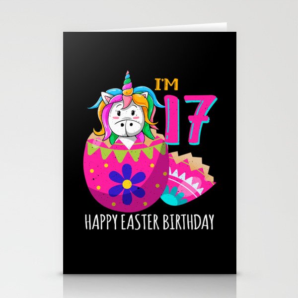 17 Year Old Age Birth Kawaii Unicorn Easter Sunday Stationery Cards