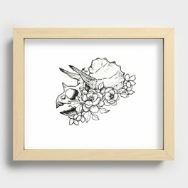 Triceratops Skull With Flowers Recessed Framed Print
