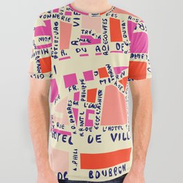 paris map pink All Over Graphic Tee