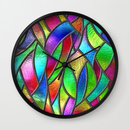Colored glass seamless texture with pattern, stained glass, 3d illustration Wall Clock
