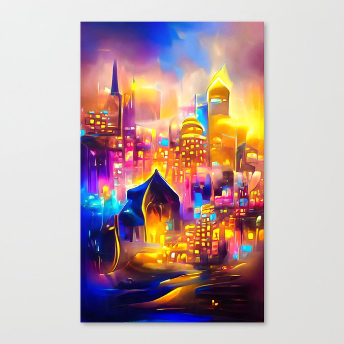 City Lights 01 Magical Golden Glow Canvas Print