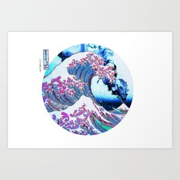 The Great Wave off Kanagawa With Mount Fuji Eruption in the background Art Print